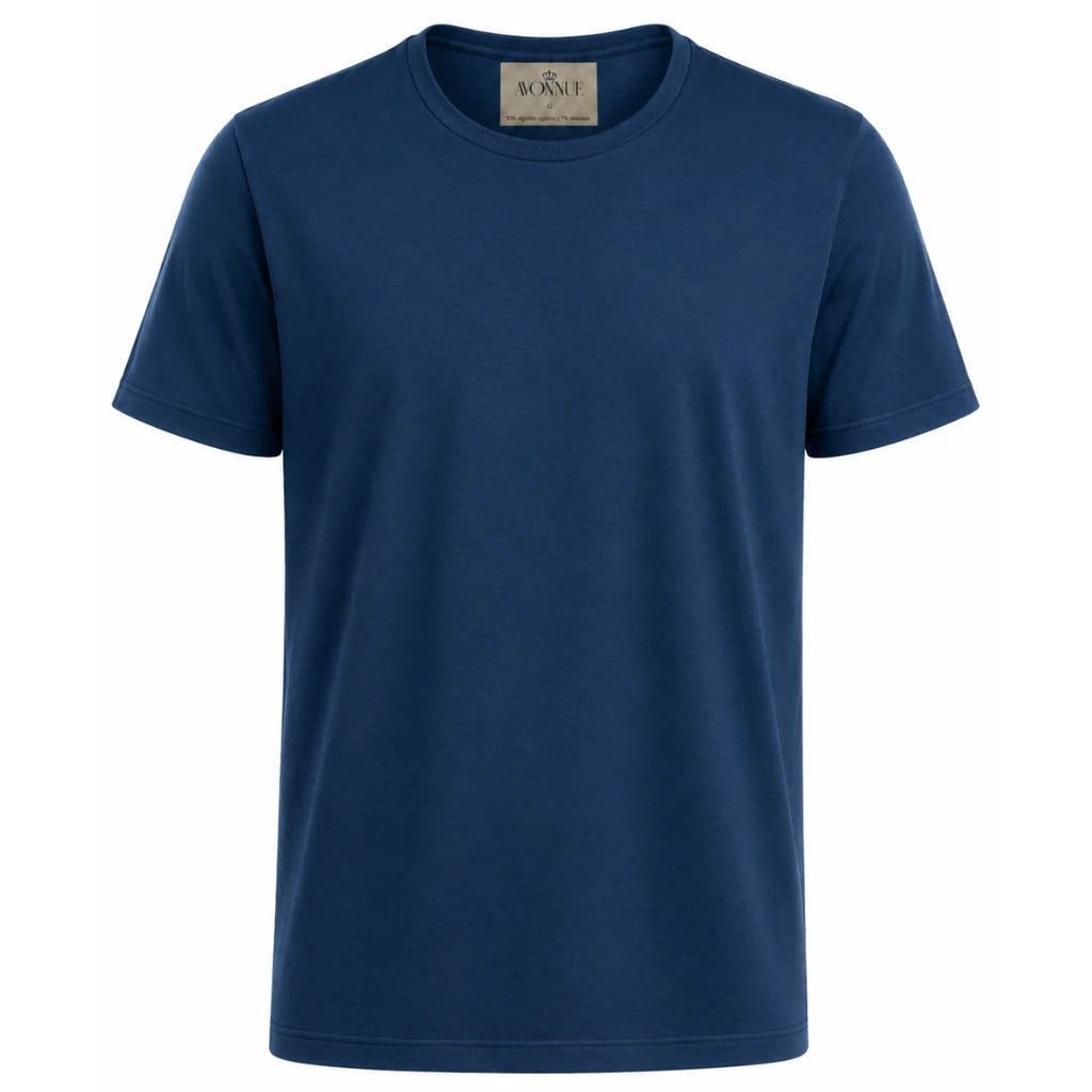 Camiseta masculina algodão egípcio azul marinho frente