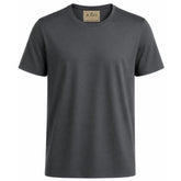 Camiseta masculina cinza de algodão egípcio em fundo branco, vista frontal