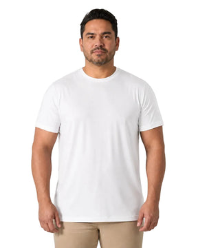 Camiseta Masculina TechModal Branca, vista de frente em fundo branco.