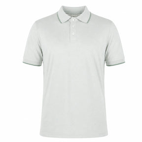Camisa polo masculina modal bicolor verde frente em fundo branco