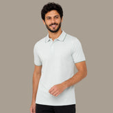 Camisa polo masculina modal bicolor verde no corpo
