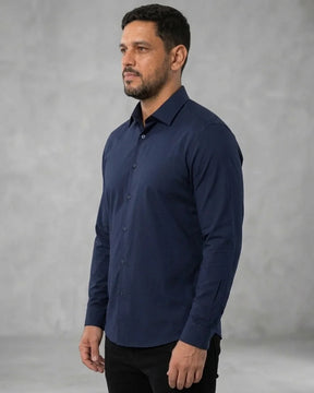 Camisa Social Tech Matteo Azul Marinho
