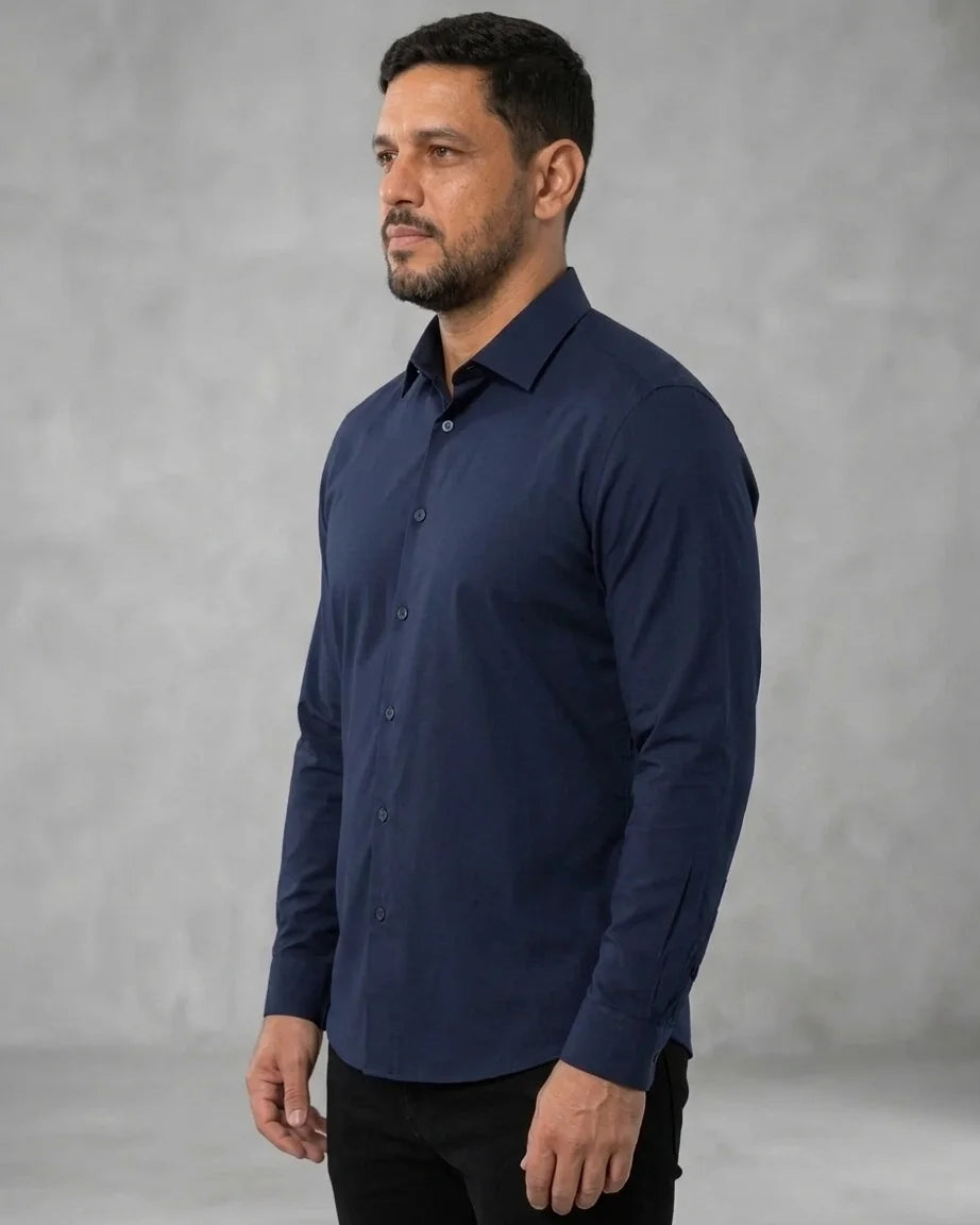 Camisa Social Tech Matteo Azul Marinho